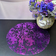 Set of 12 24 or 50 Disposable Round Glitter Foil Placemats Blue and Purple