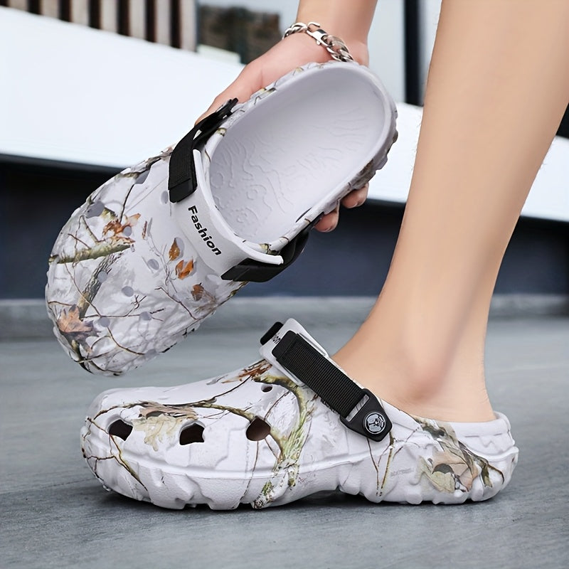 Women's Breathable EVA Summer Sandals Strappy Camouflage Flats Khaki