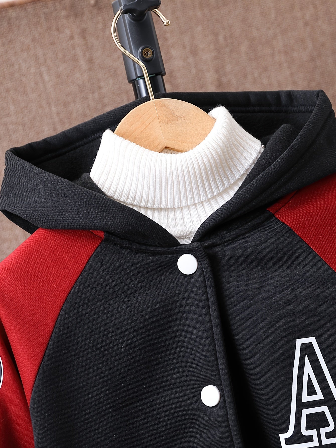 Boys Hoodie Color Block Long Sleeve Fall Winter Casual Polyester with "A" Print
