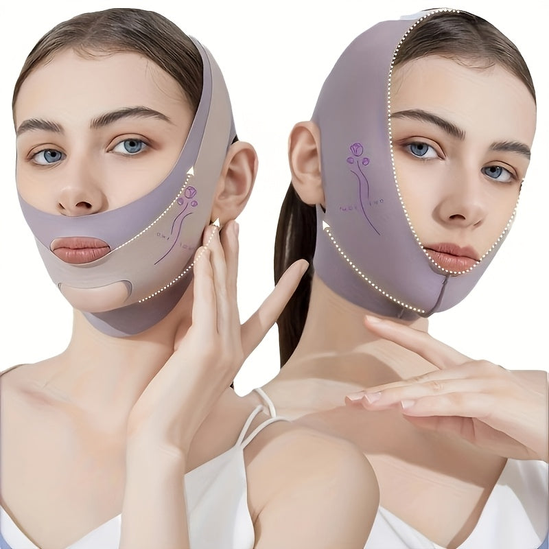 V-Line Chin Up Mask with Graphene Jaw Exerciser for Slimming Face - Lilac