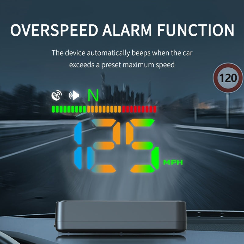 Universal Digital Speedometer HUD for Cars with Speed, Compass, LED Atmosphere Light