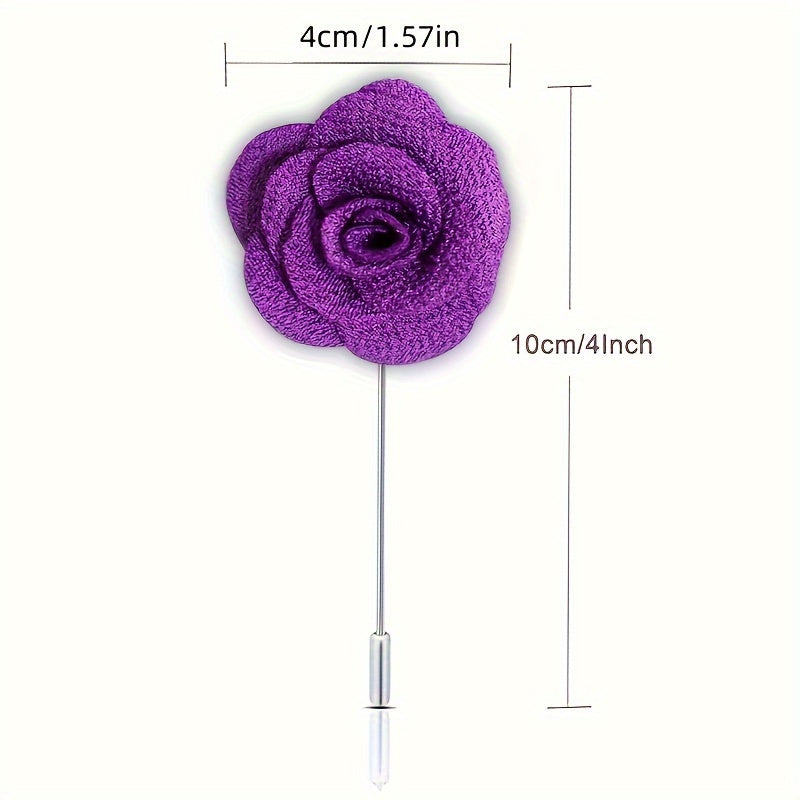 Set of 12 Fabric Flower Brooches in Assorted Colors for Women's and Men's Suit Accessories