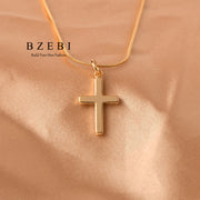 Women's Gold-Plated Zirconia Cross Jewelry Set Necklace and Ring Gift Box