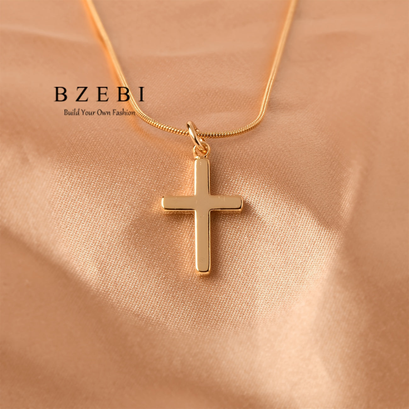 Women's Gold-Plated Zirconia Cross Jewelry Set Necklace and Ring Gift Box