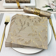 Set of 20 Gold Leaf Pattern Disposable Napkins 33cm Square for Weddings Parties