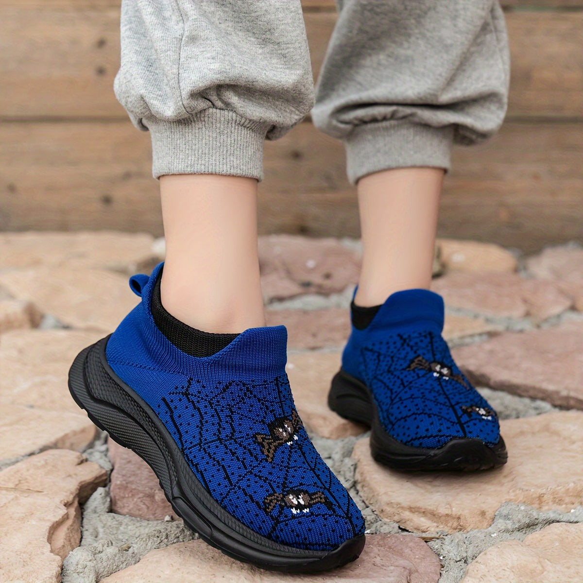 Детские кроссовки-эспандеры с вышивкой в виде паутины, повседневные легкие спортивные туфли с кисточкой и дышащей тканью