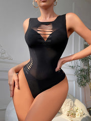Women's Sleeveless Teddy Bodysuit Lingerie with Round Neck and Sexy Design