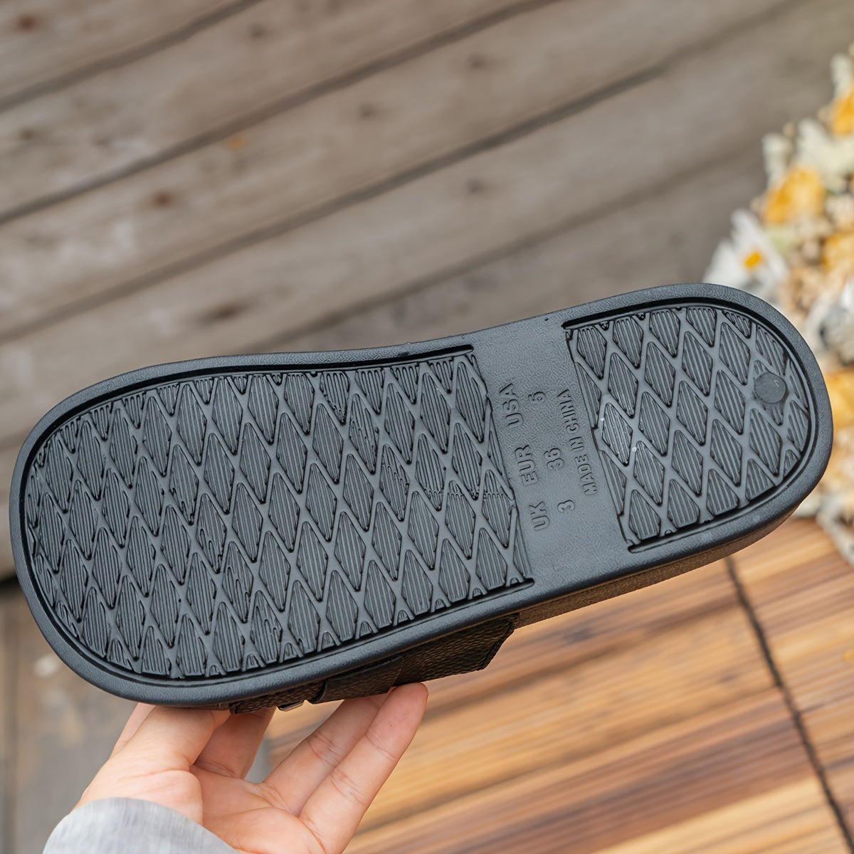 Women's Black Strappy Slide Sandals with Gold Buckle Low Heel