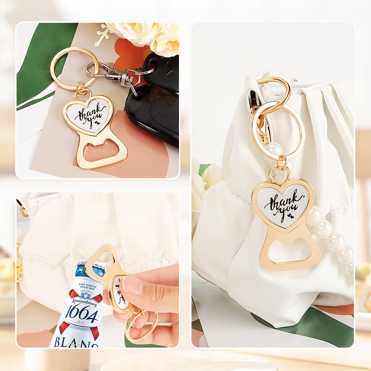 24 Wedding Bottle Openers with Cards and Organza Bags for Guests