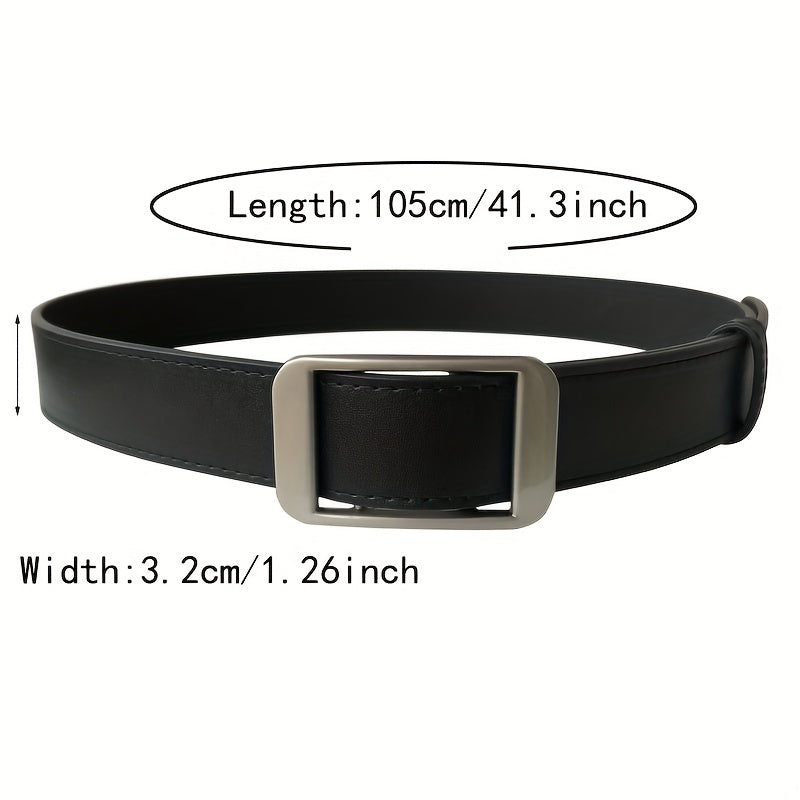 Uniseks PU charmli charmli kamar kvadrat tokchali teshiksiz, jinsi uchun belbog'lar, to'liq ranglar