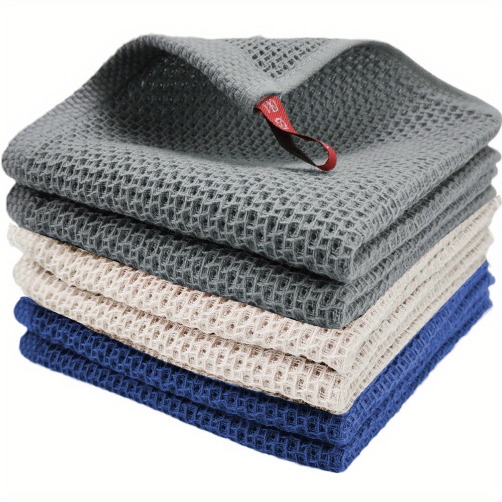 Juego de 6 paños de cocina de rejilla de waffle absorbente y reforzada para uso en cocina y restaurante