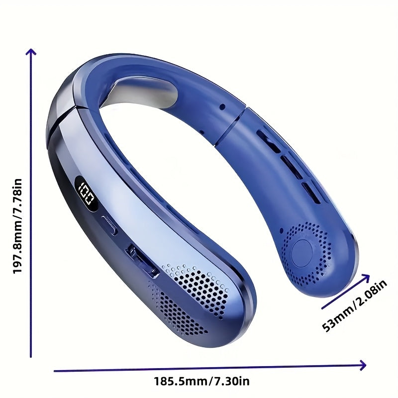 Ventilador de cuello recargable con velocidades ajustables, carga USB, enfriamiento sin manos para actividades al aire libre