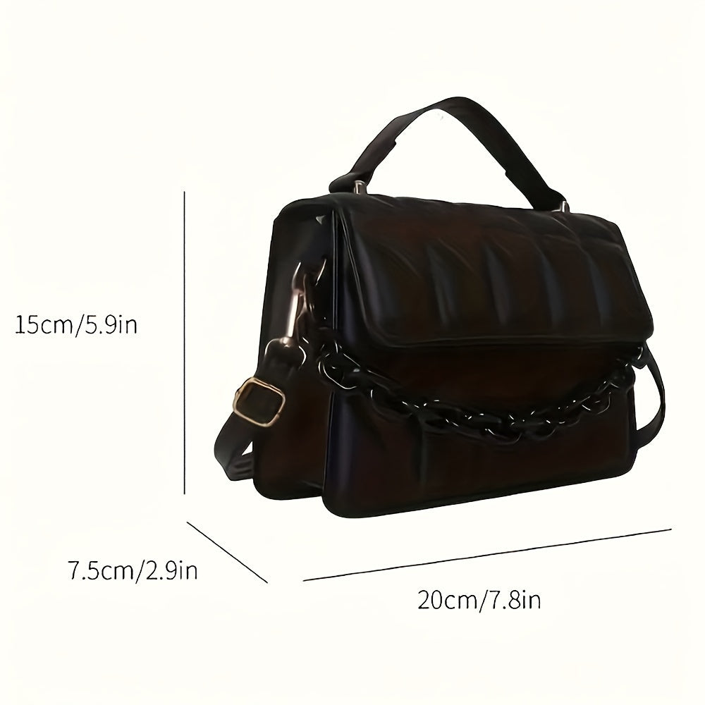 Черная стеганая сумка на плечо с золотой фурнитурой и съемным цепочным ремнем для женщин