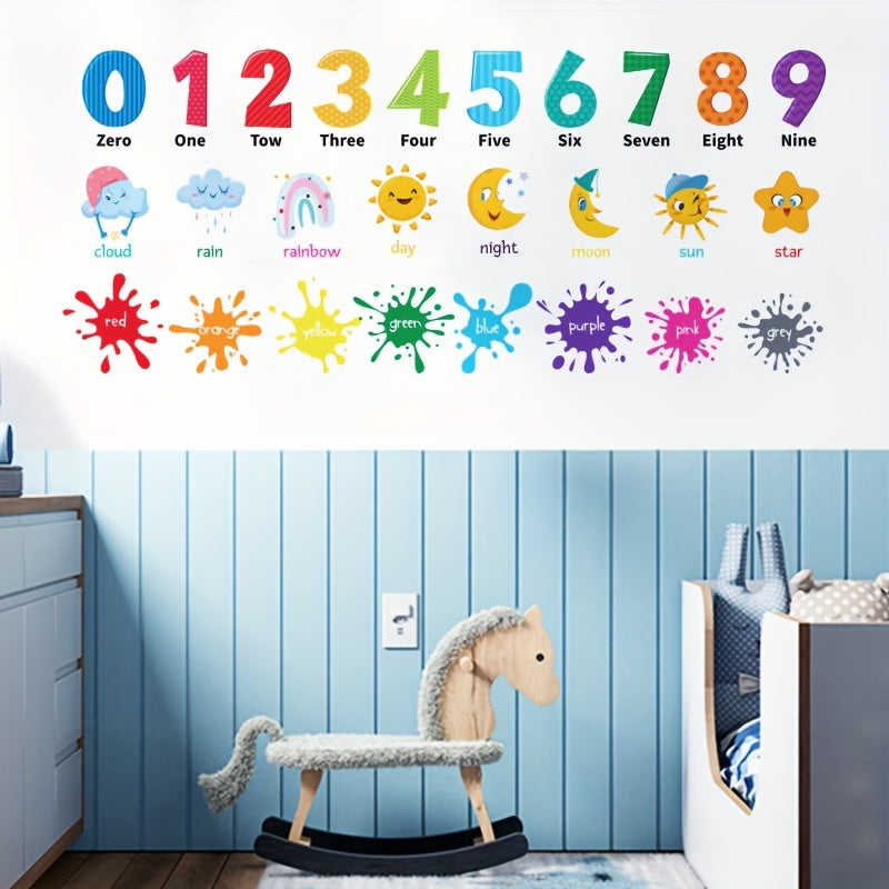 Colorful Educational Alphabet and Weather Wall Stickers for Classroom Bedroom Game Room