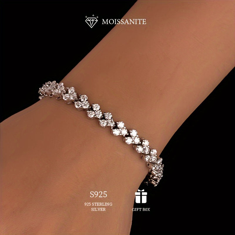 Sterling Silver Moissanite Starry Cluster Bracelet 0.1ct Engagement Wedding Jewelry
