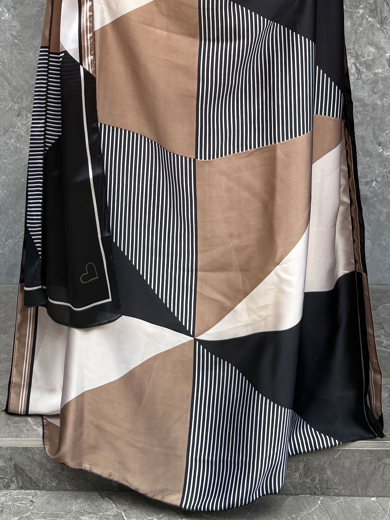 Women's Plus Size Geometric Print Kaftan Dress Short Sleeve Summer Casual Beige Black White