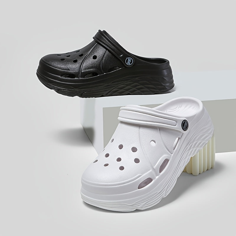 Women's Breathable Platform Clogs Non-Slip Beach Sandals Black White