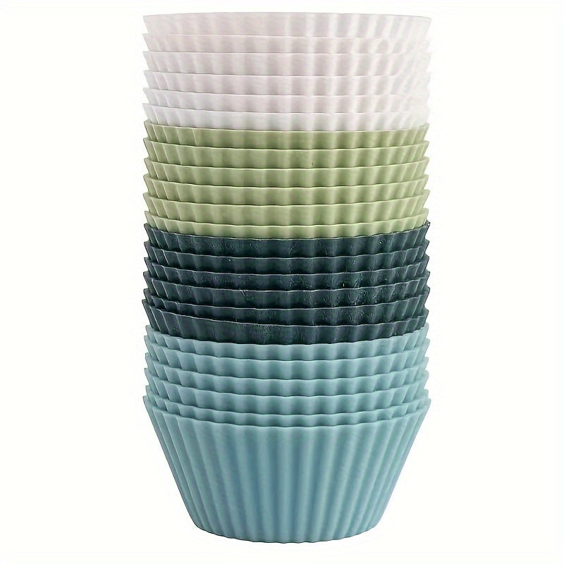 12 or 24 Reusable Silicone Cupcake and Muffin Liners Non-Stick Easy to Clean