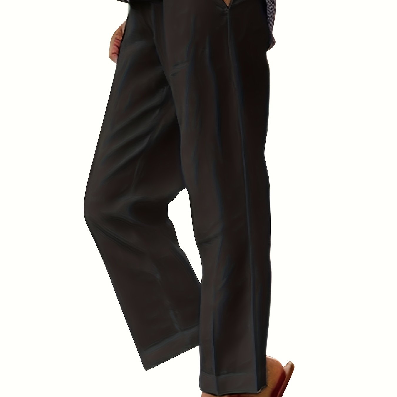 Plus Size Women's Elastic Waist Casual Pants with Pockets Solid Color