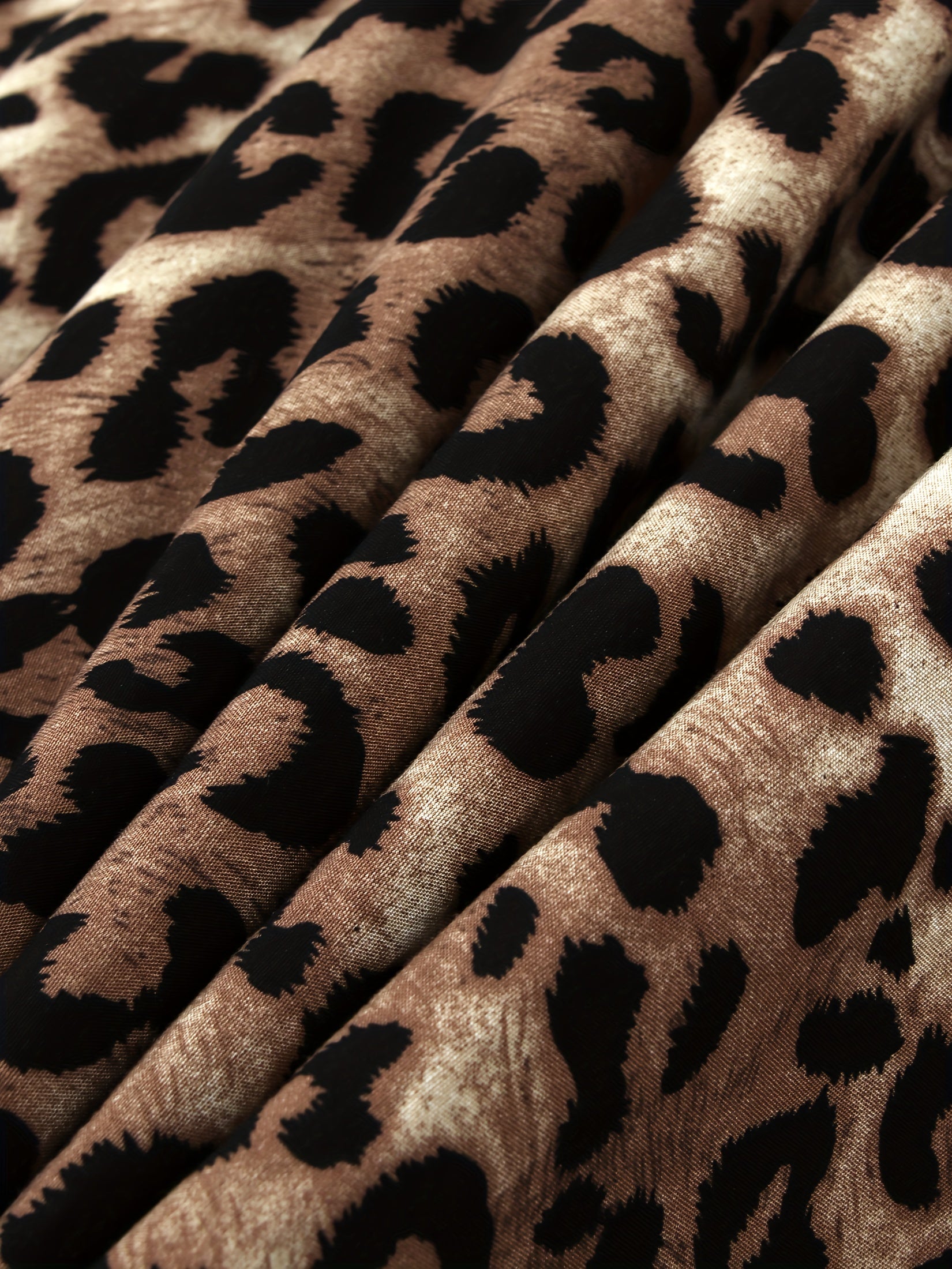 Women's Plus Size Leopard Print Kaftan Dress V-Neck Bat Sleeve Side Slit Viscose