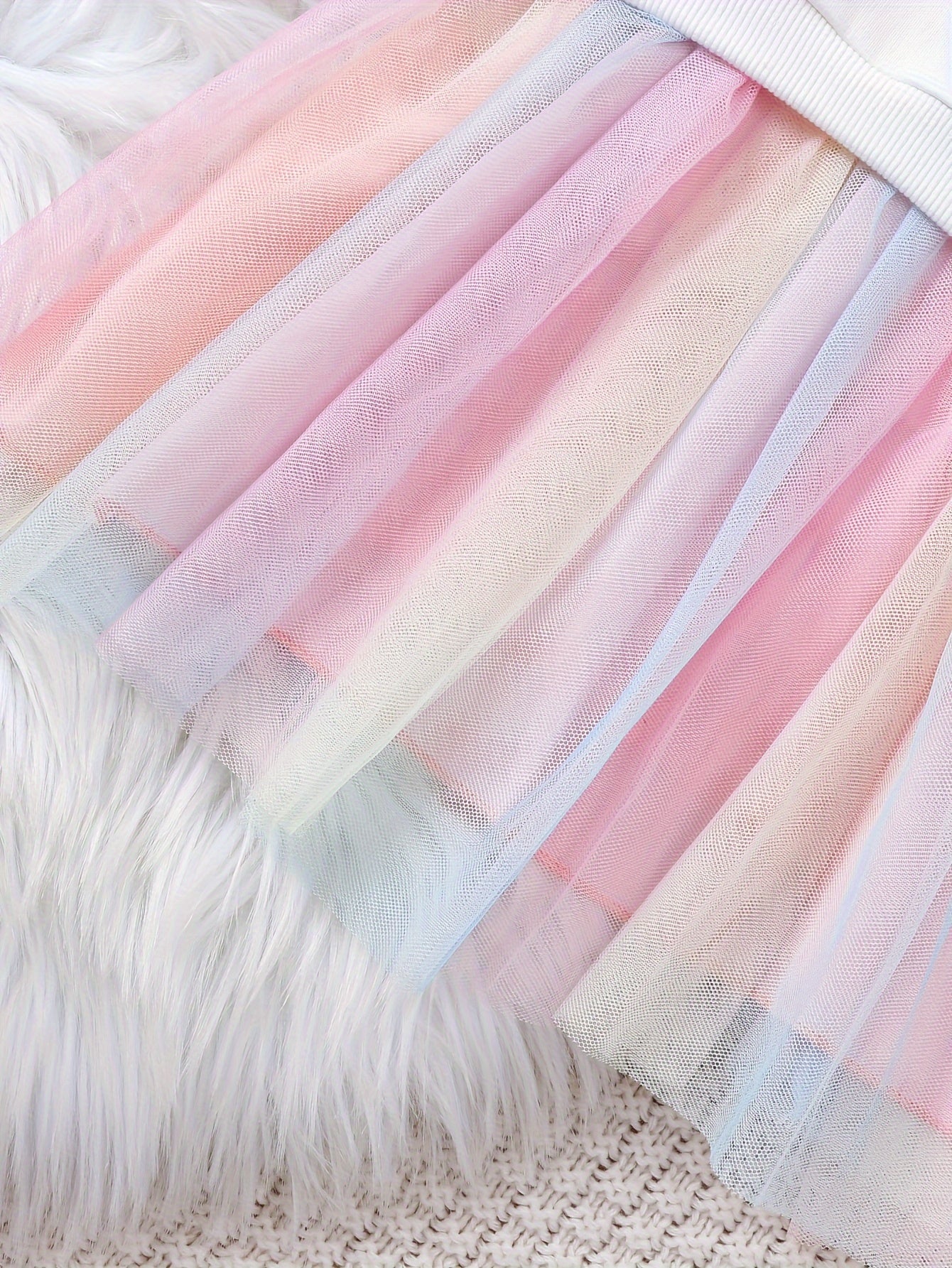 Girls Rainbow Tutu Dress with Unicorn Print Long Sleeve Midi Autumn Spring