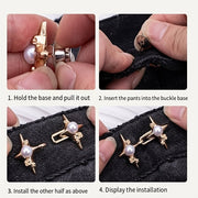 Set of 3 Crossed Star Waist Cincher Pins for Pants with Invisible Buckle