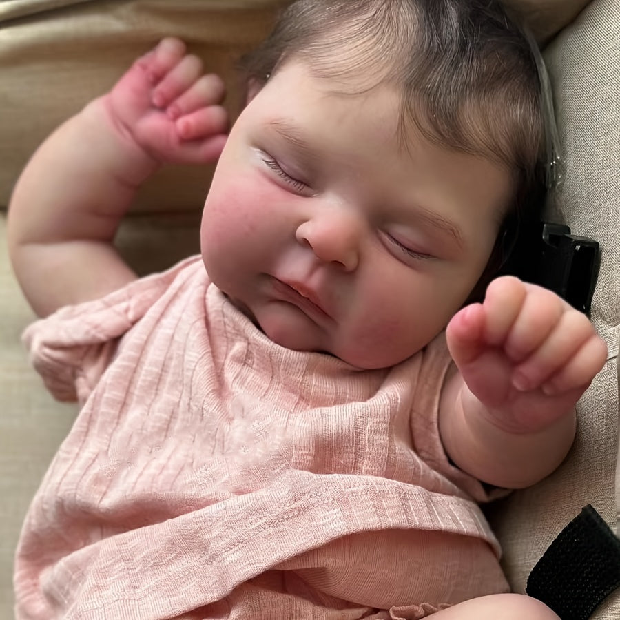 Realistic 19-Inch Reborn Baby Doll with Cloth Body and Toy Accessories Pink