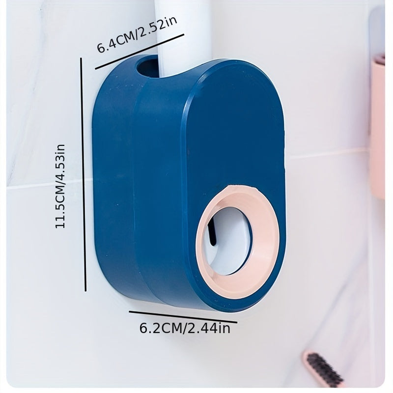 Dispensador de pasta de dientes de dibujos animados de dinosaurio, sin taladro, montaje en pared, automático, apretado, baño