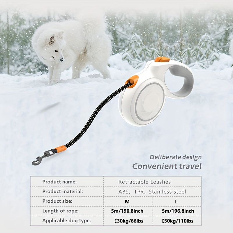 KEYPAI Og'ir yuk ko'taruvchi qaytariladigan it bog'ichi (16ft) o'rtacha va katta itlar uchun 49.9KG gacha. Tez qulflash tormoz tizimi, 360° o'ralmas, sirpanmas tutqich, geometrik shakldagi mustahkam ABS material.