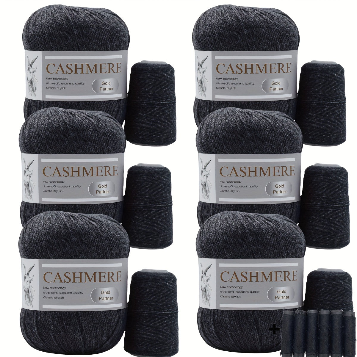 Luxurious Cashmere Yarn Set for Knitting and Crocheting Multicolored 6-Pair Bundle