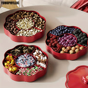 Plastic Snack and Nut Storage Tray with Divider for Fruit Candy and Snacks