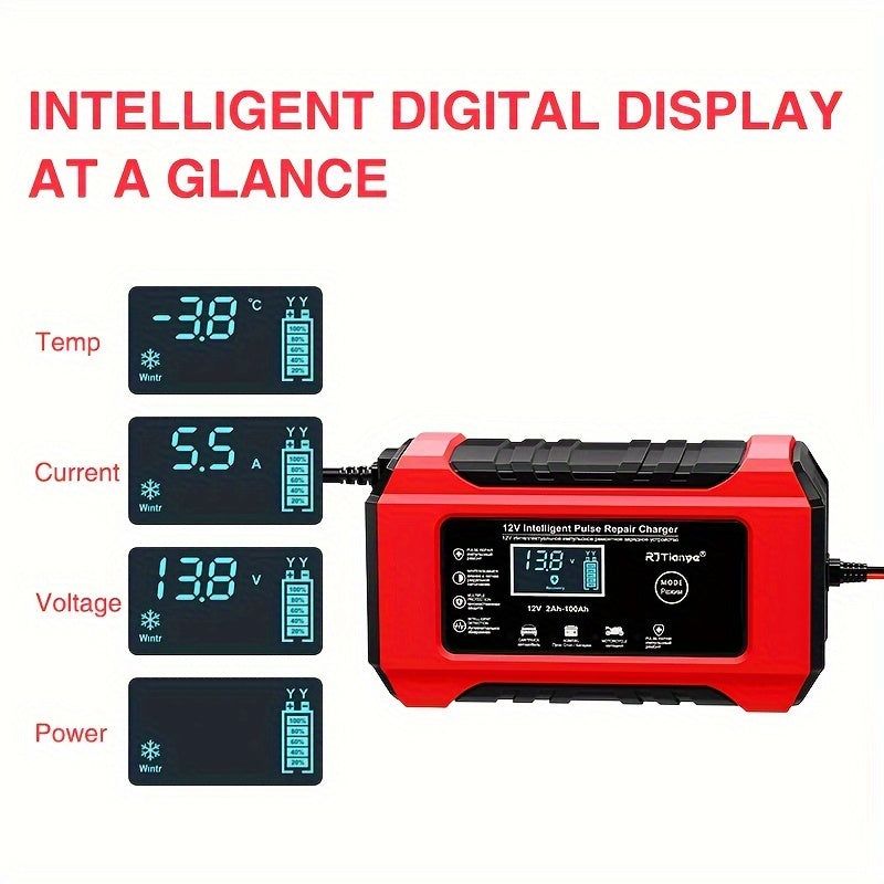 12V 6A Aqlli Batareya Zaryadlagichi Avtomobil, Mototsikl, SUV, Bog' mowersi uchun