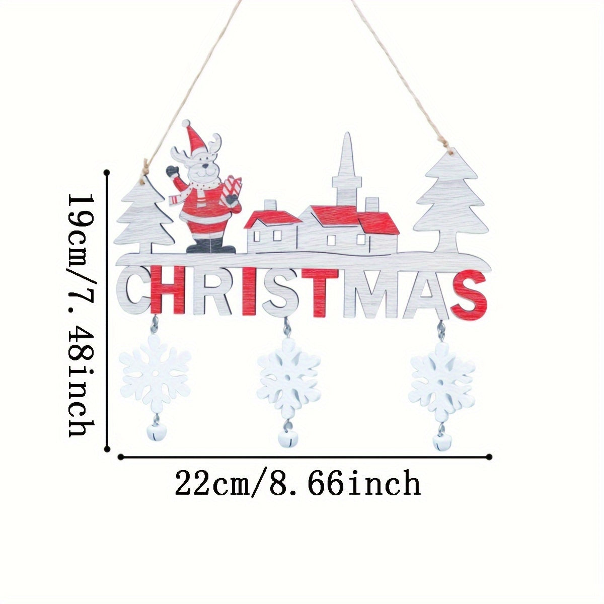 Handcrafted Wooden Christmas Ornament Santa Village Snowflakes Holiday Decor