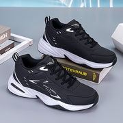 Men's White and Black Casual Sneakers with Lace-Up, PU Upper and TPR Sole