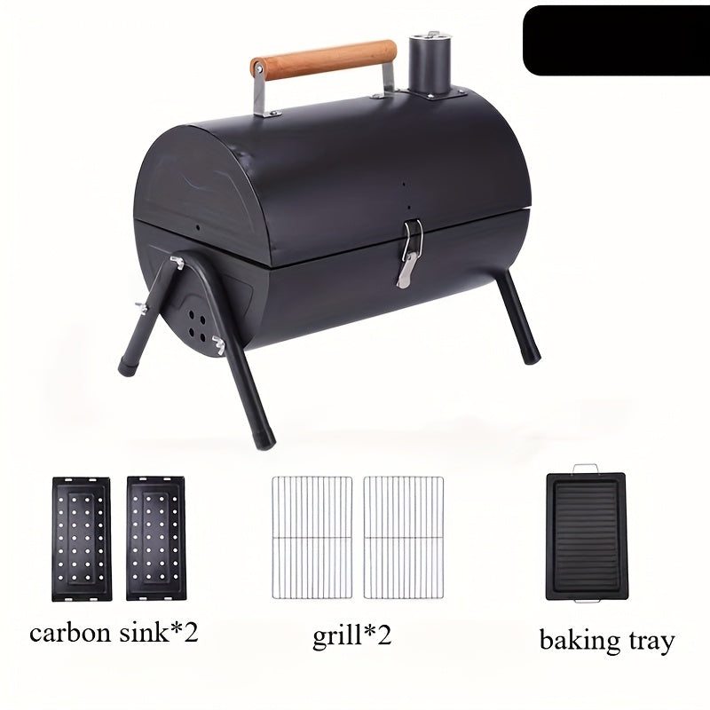 Уличный двусторонний портативный дымоходный гриль для приготовления на углях, кемпинга, пикников, вечеринок, двора