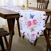 Lace Embroidered Tablecloth with Flower and Butterfly Design for Dining and Bedside Decor