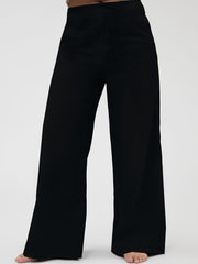 Women's Plus Size Black Stretchy High Waist Straight Leg Pants