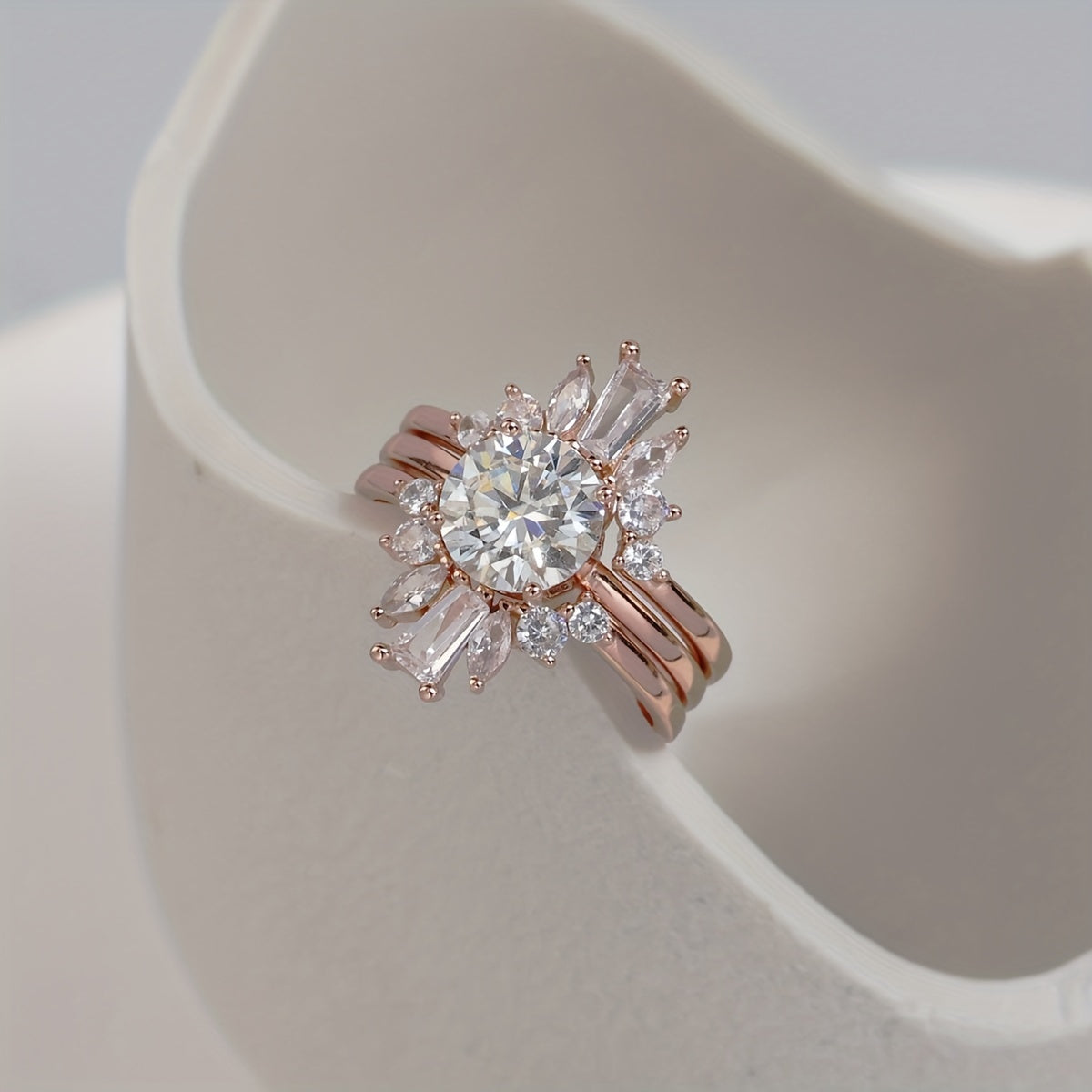 Sterling Silver Stacking Rings Set with Moissanite Gems 1ct 2ct Gift Box