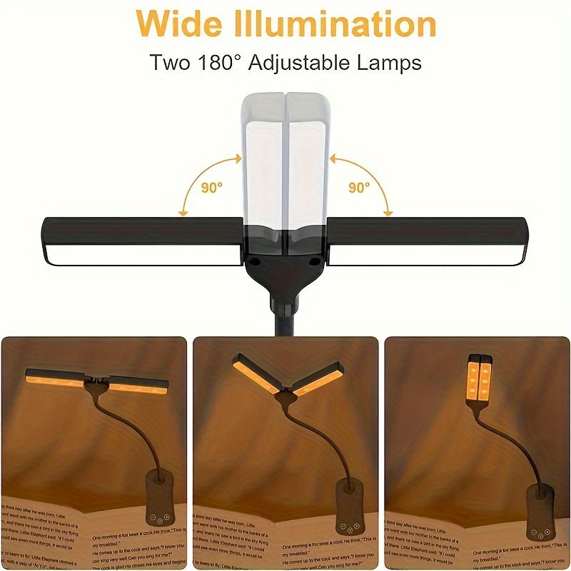 Rechargeable LED Reading Light with Clip-On Adjustable Desk Light for Nighttime Reading