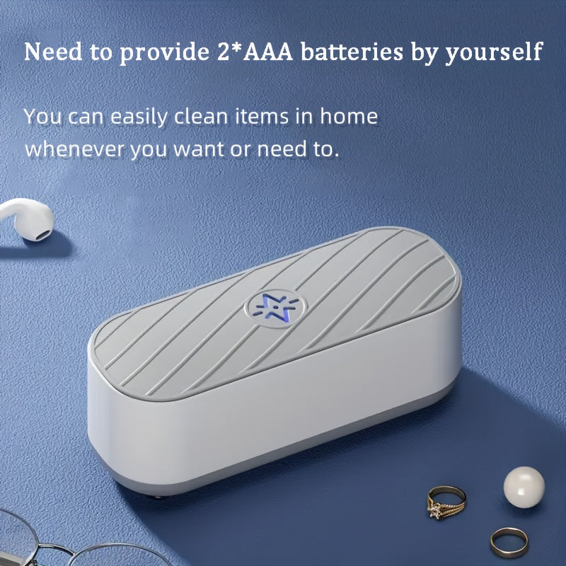 360° zargarlik buyumlari va ko‘zoynaklarni tozalash qurilmasi, batareyali, oq va kulrang, uy sharoitida shaxsiy parvarish uchun mos