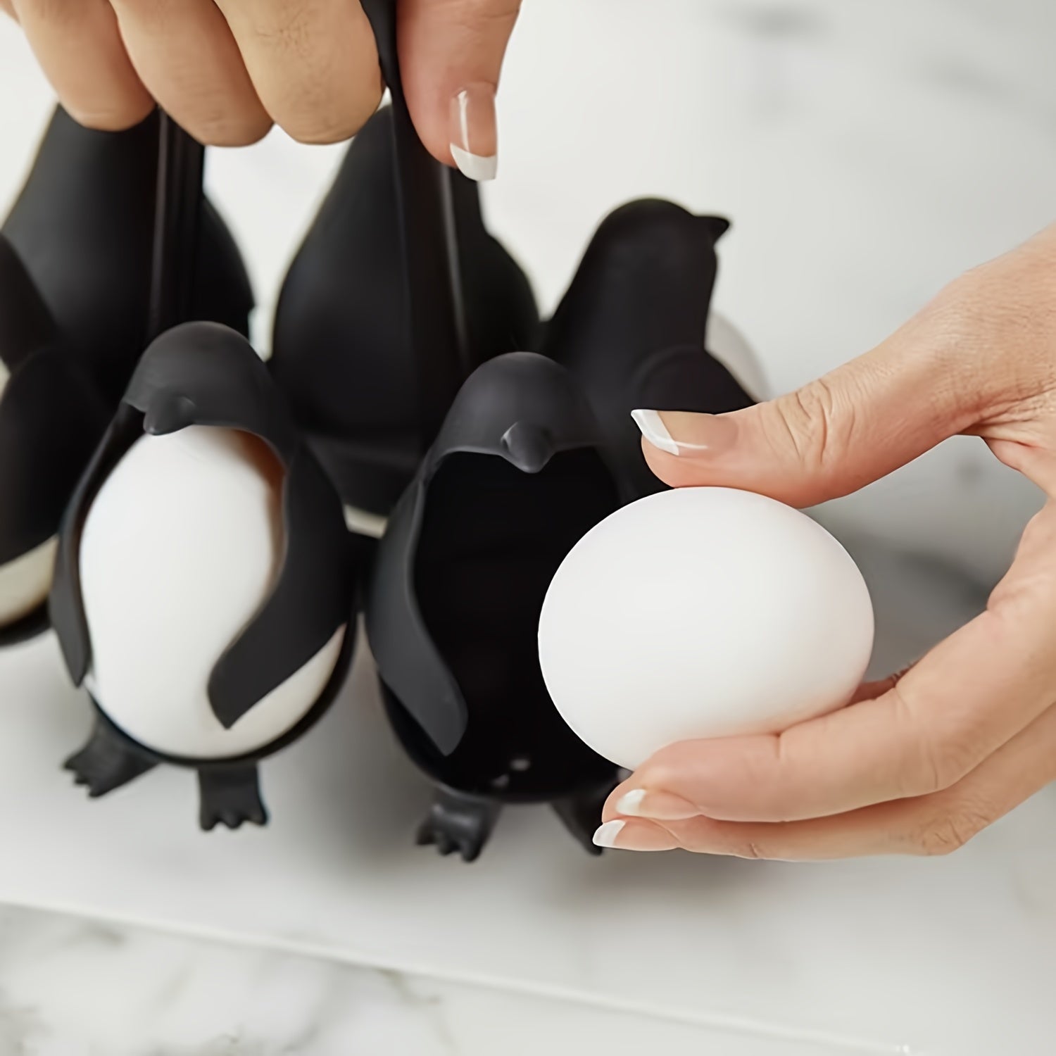 Set of 6 Plastic Penguin Egg Cookers for Boiling Hard and Soft Eggs