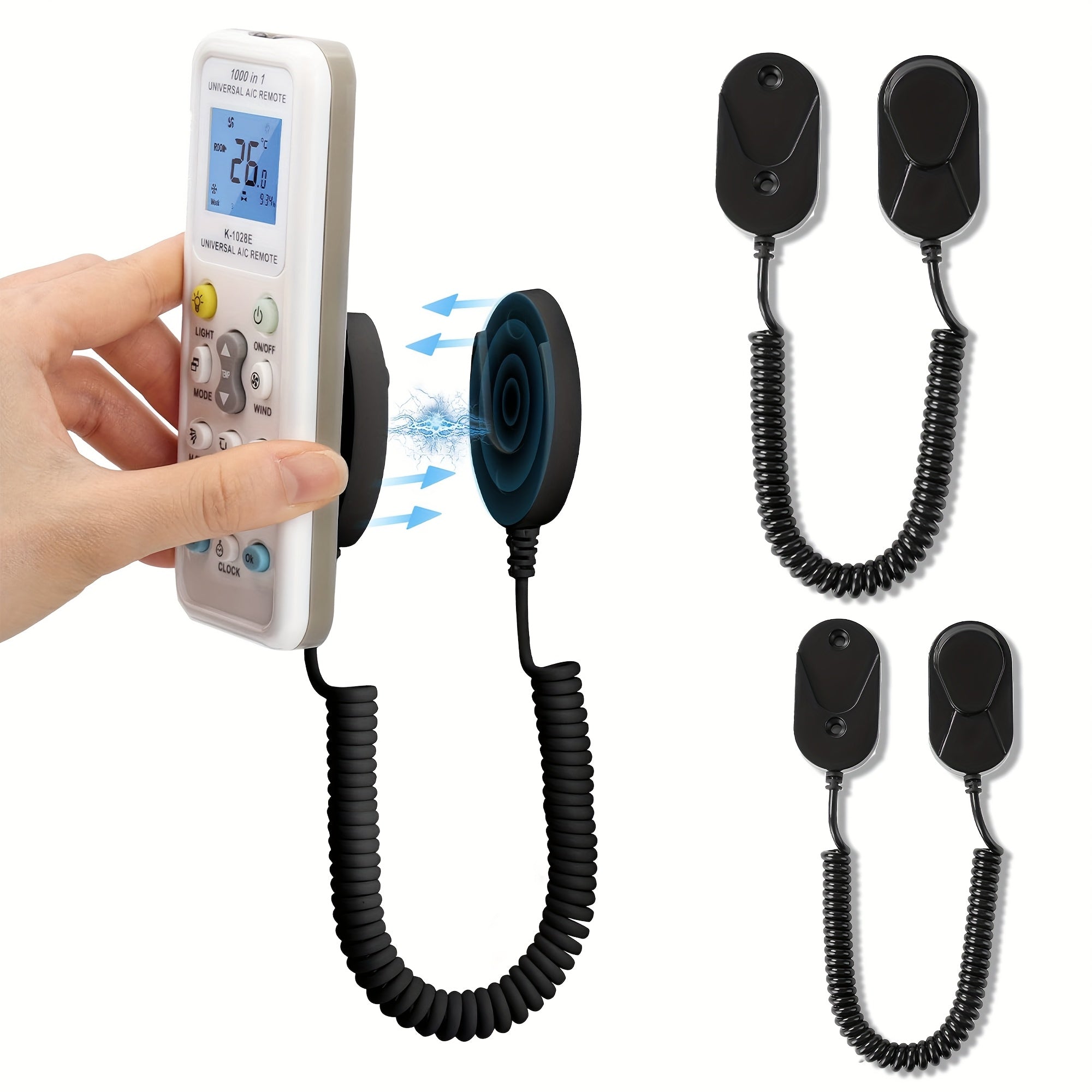 Masofadan boshqarish uchun burilgan ipli xavfsizlik qulfi, TV qutisi pultlari uchun devorga o'rnatiladigan tutqich.