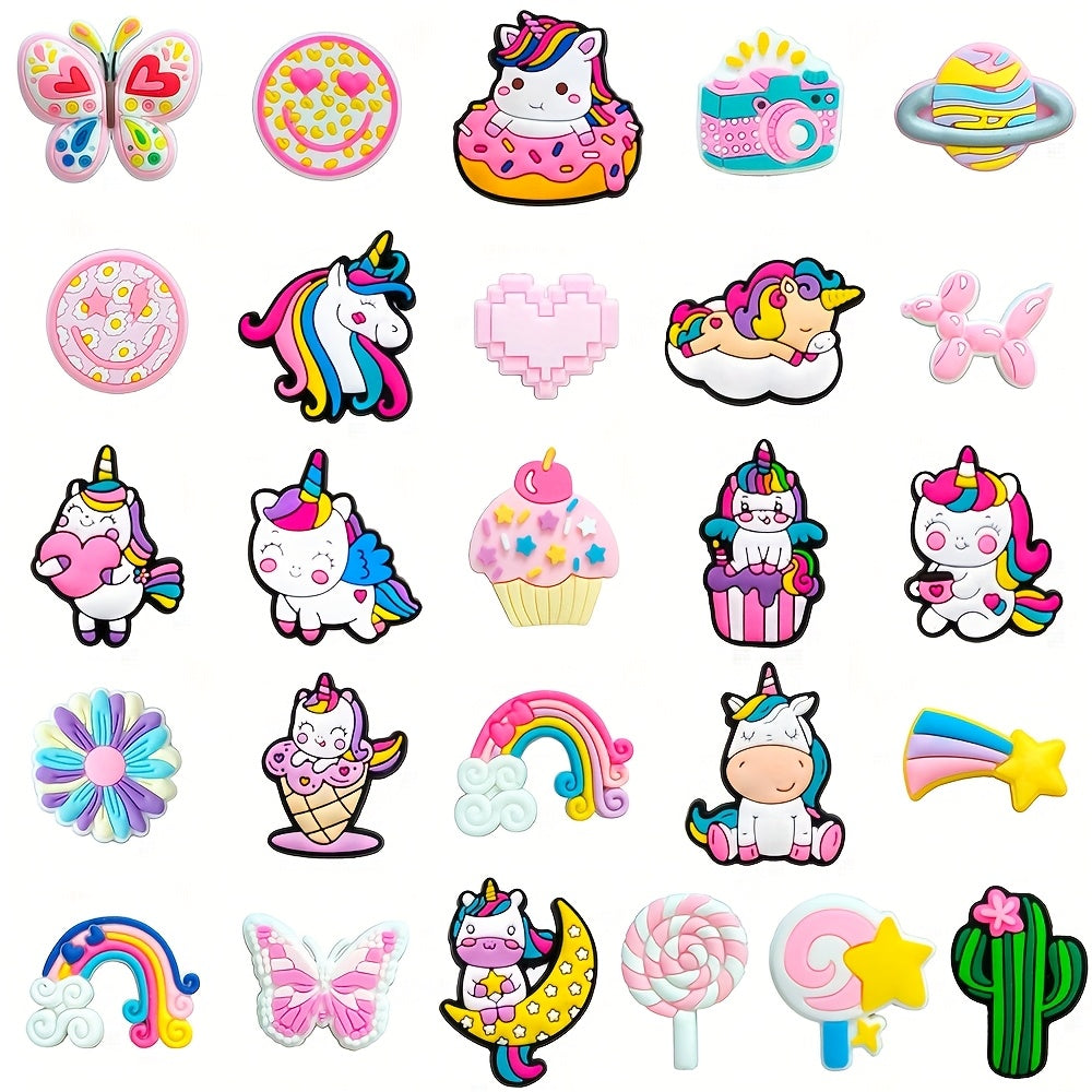 Pink Cartoon Shoe Charms for Girls PVC Animal Heart Shoe Accessories