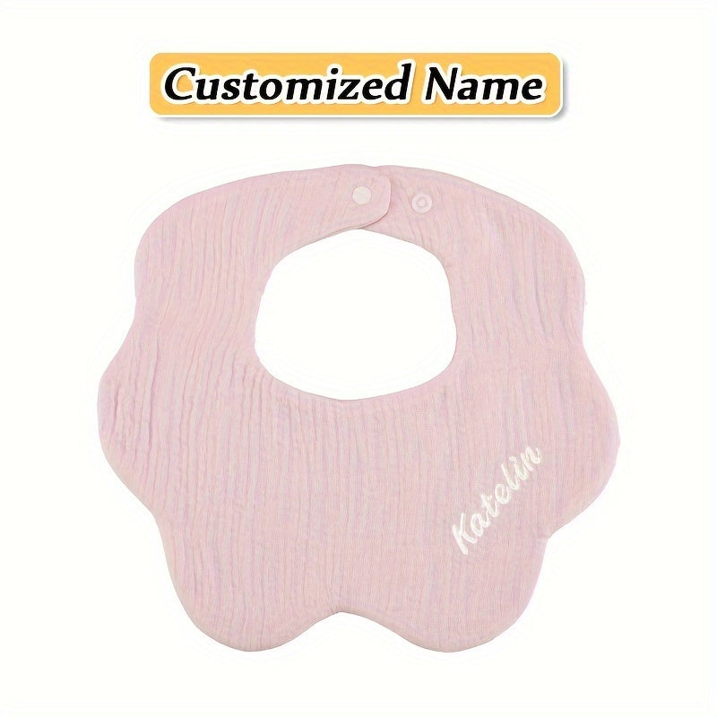Baby Bibs Set of 3 Soft Cotton Adjustable Snap Buttons Custom Engraving for Infants and Toddlers