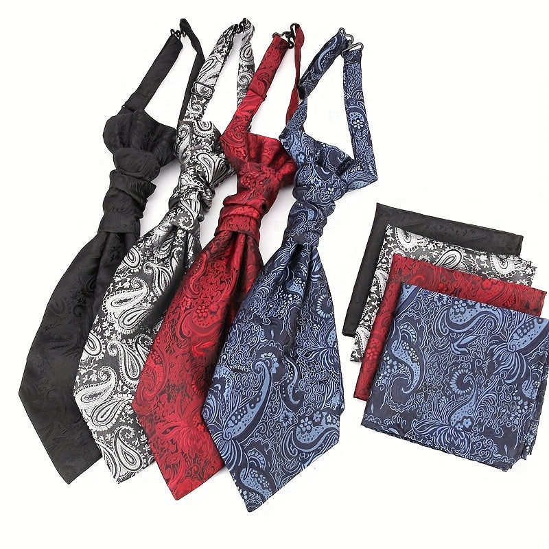 Men's Paisley Pattern Necktie and Pocket Square Set for Gifting
