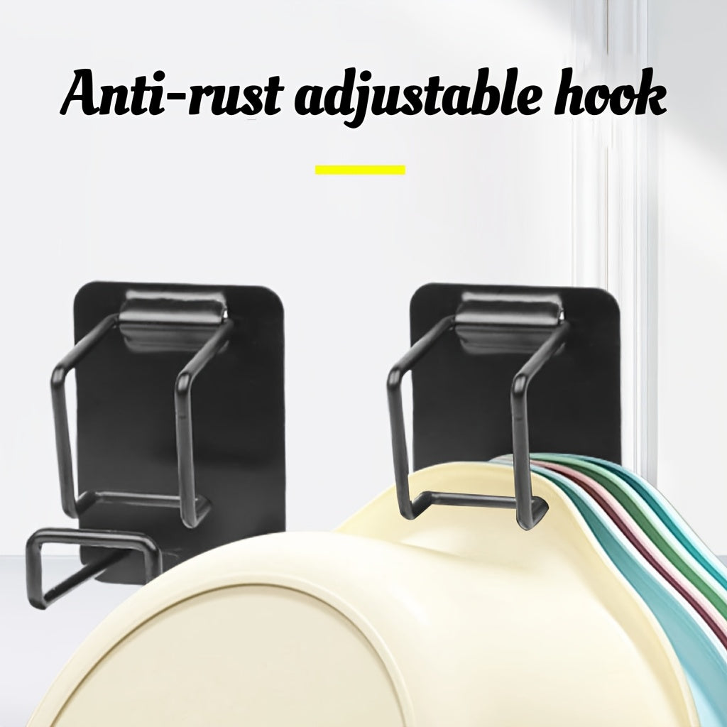 Ganchos de pared de metal resistentes a la oxidación para baño, cocina, balcón, instalación sin taladro, pack de 1 o 2