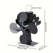 4-Blade Heat Fan for Wood Stove Wall Stove Log Burners Heaters