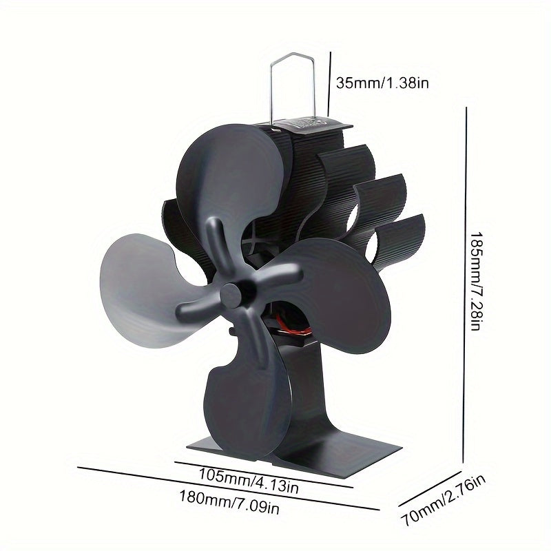 4-Blade Heat Fan for Wood Stove Wall Stove Log Burners Heaters