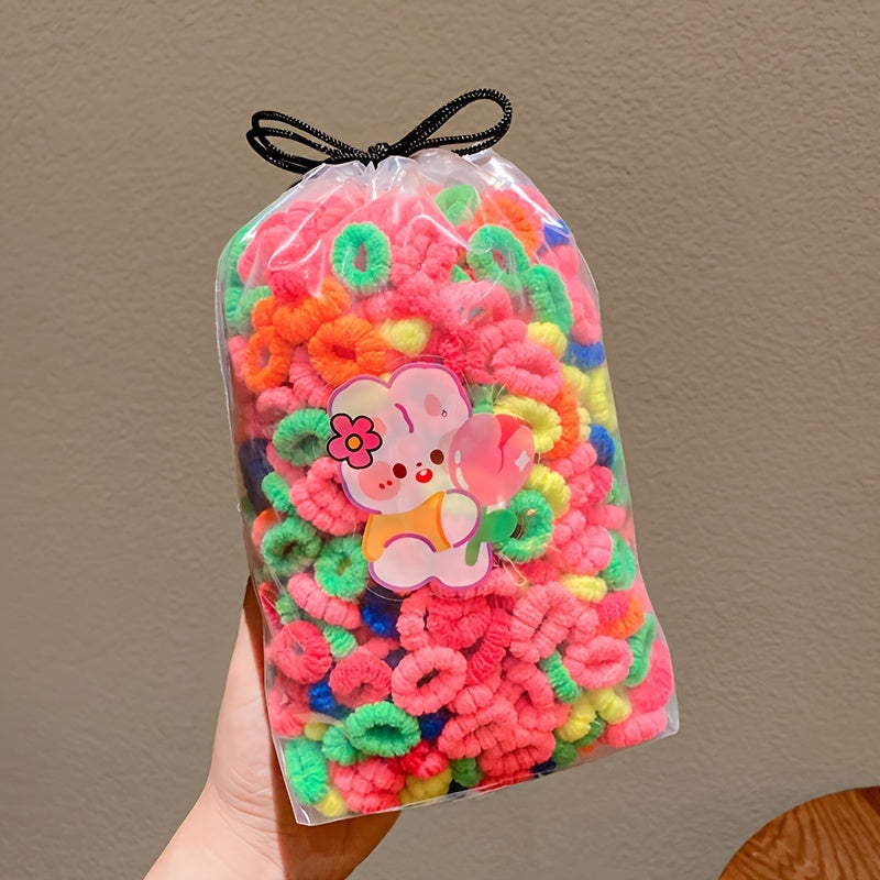 Paquete de 100 gomas de pelo elásticas para niñas, bandas de toalla de poliéster suave para uso diario