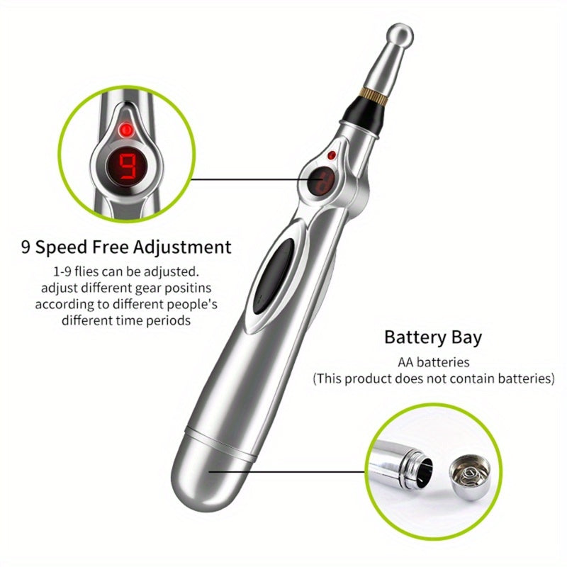 Battery-Operated Massage Pen with 9 Modes and Multiple Heads for Back Neck Waist